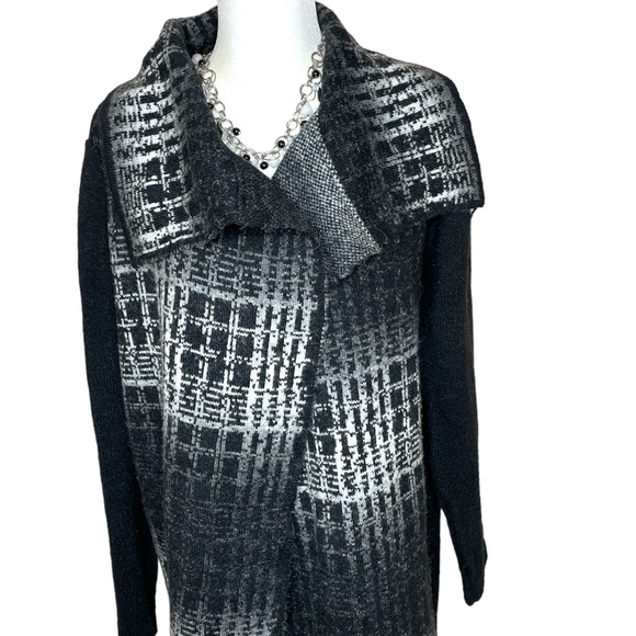 Ava Couture Mohair Blend Black /White Cardigan Sweater Duster Jacket Size:Large - Picture 12 of 14